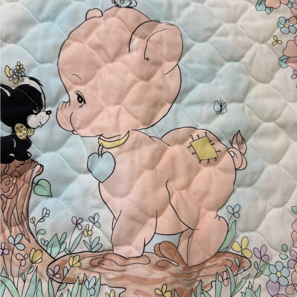 Precious Moments Pig & Skunk homemade quilted baby blanket - Picture 4 of 16